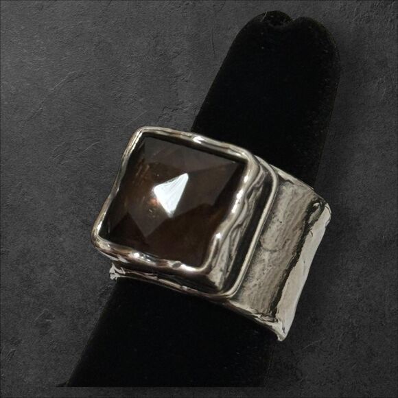 Silpada Chunky Smoky Quartz Size 7.25 Sterling Ring - Picture 1 of 3